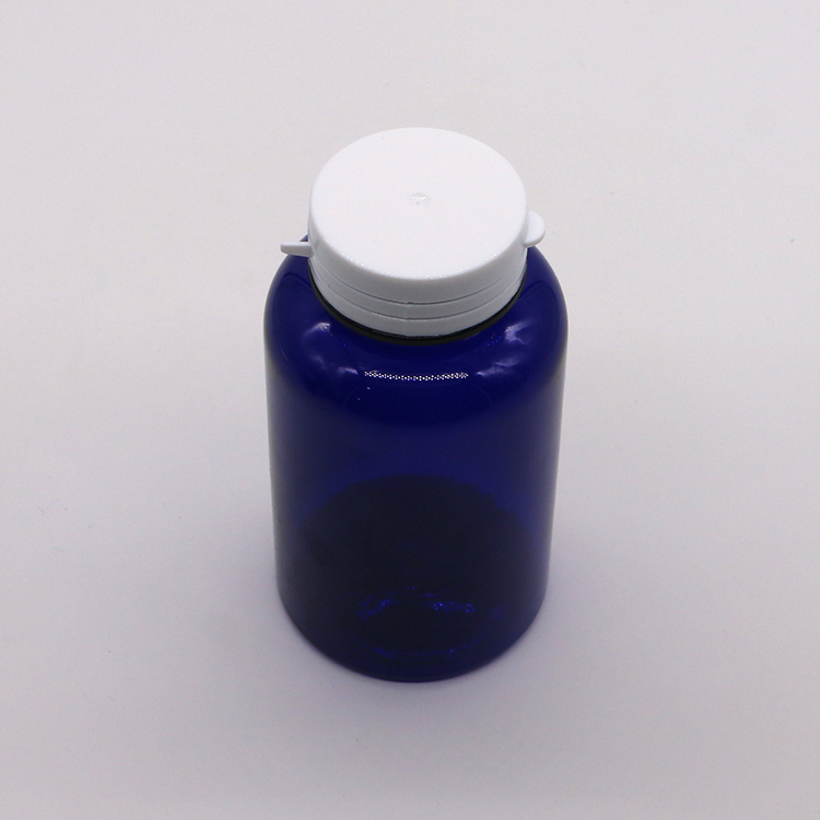 Collar Material PET 200cc Round Plastic Bottle Medicine Container with Easy Pull Ring Caps