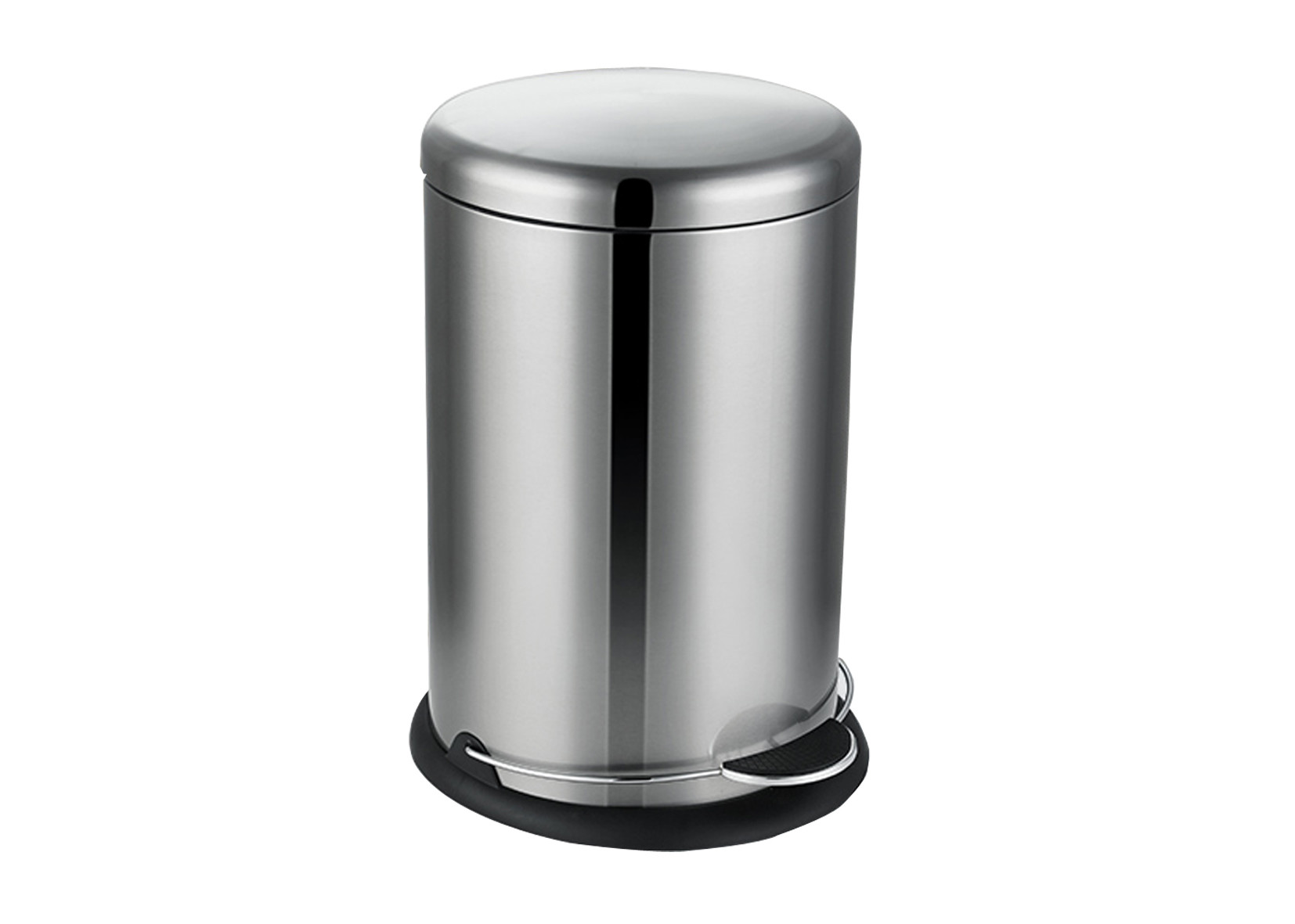 Round Silver Stainless Steel Fingerprint Proof Trash Can