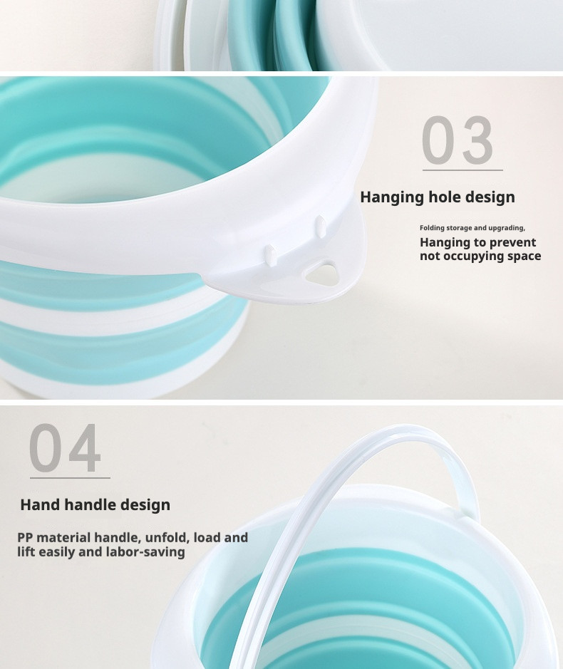 Portable Foldable Plastic Bucket Lightweight Design Easy To Store