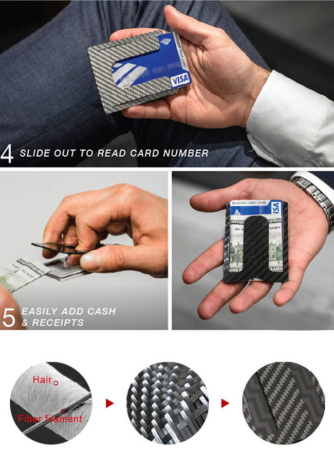 One Handed High Toughness 10g Real Carbon Fiber Wallet