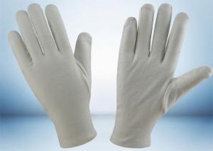China Bleached White Cotton Inspection Gloves , Cotton Glove Liners Hemming Cuff on sale