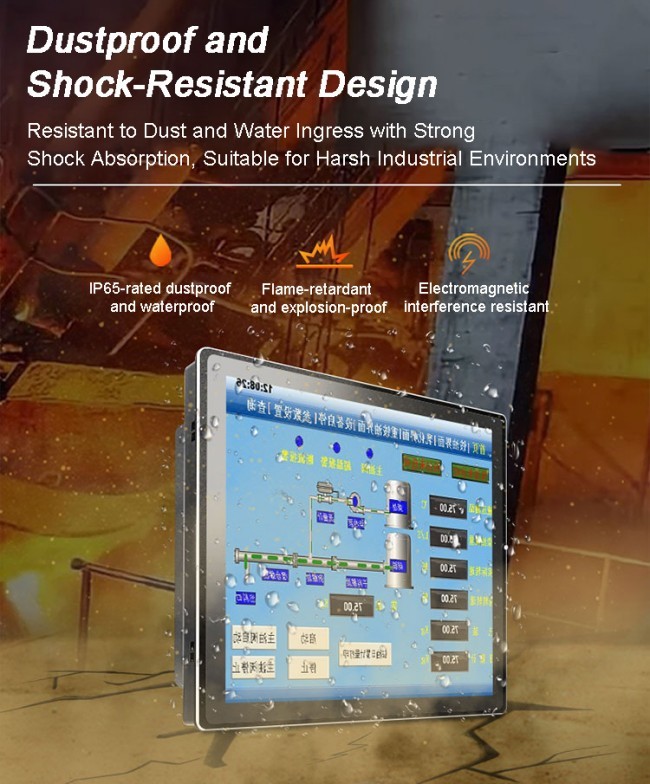 19 inch Thin Comercial Front Open Frame Embedded Ip65 All in One Workshop Wall-Mounted Touch Display