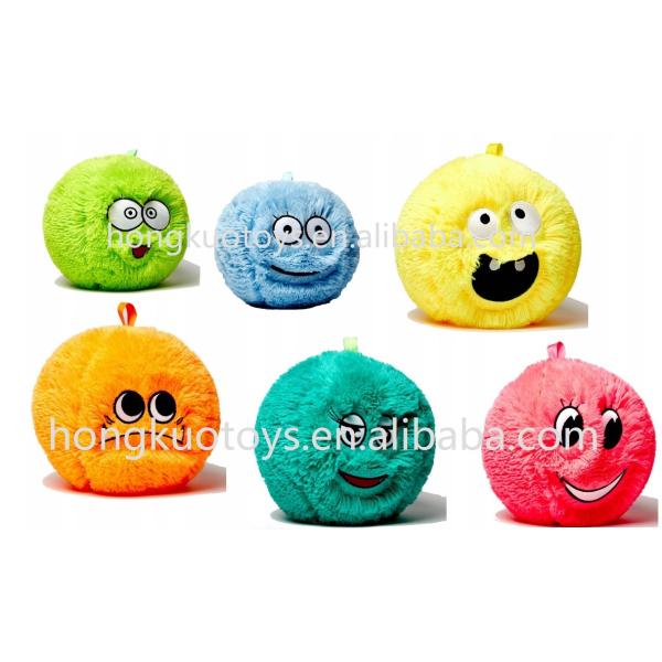 Logo Embroidery 23cm Fuzzy Ball with Smiley Face OEM/ODM Aceptable Embroidery Logo