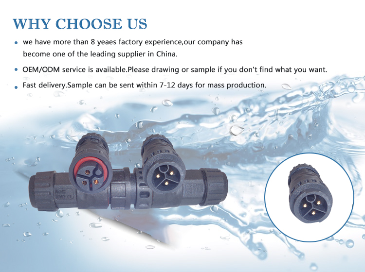 UL Certified IP68 Waterproof Connector 16A Round for LED Lighting
