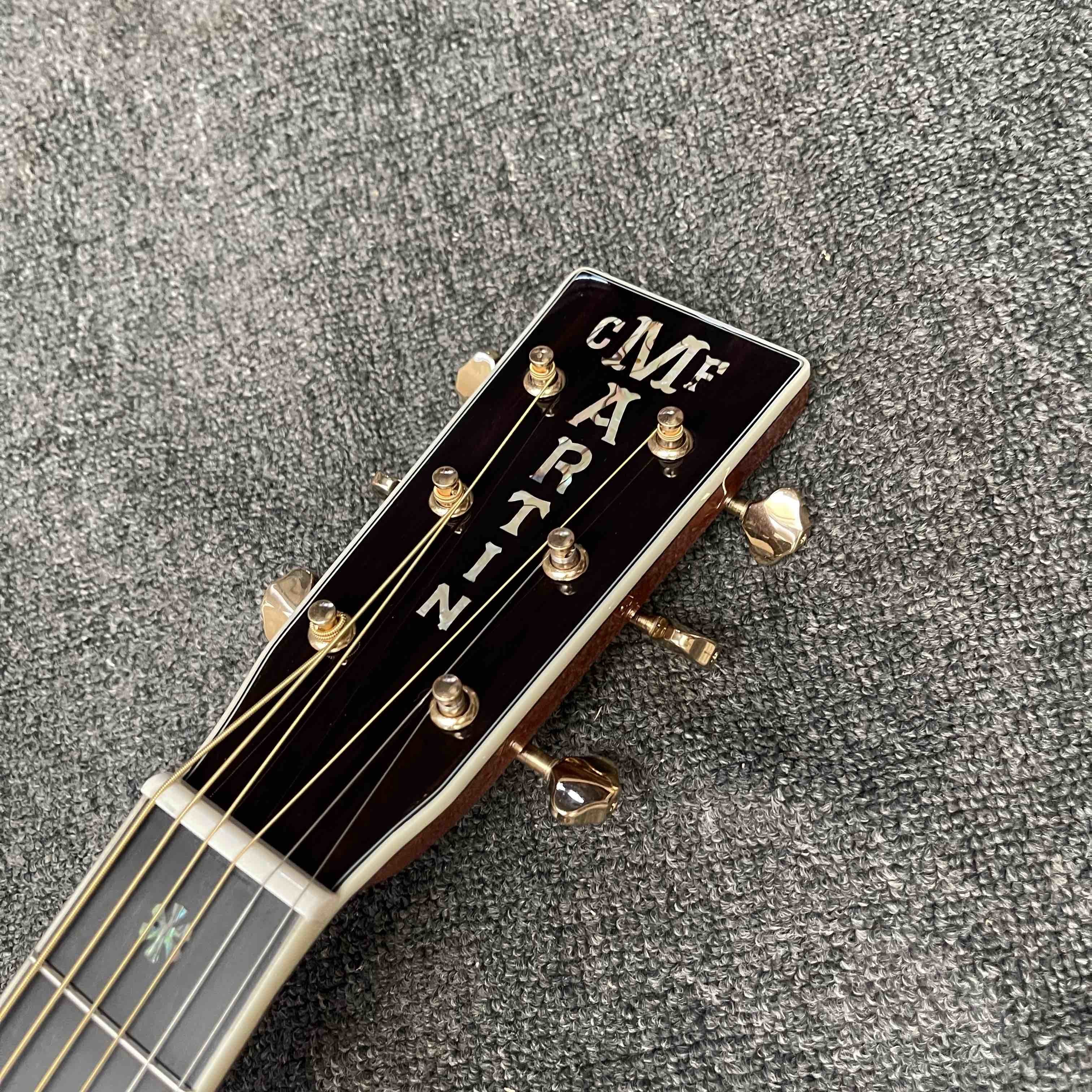 Custom OM Body Yellow Painting Acoustic Electric Guitar with SOLID ROSEWOOD Back Side