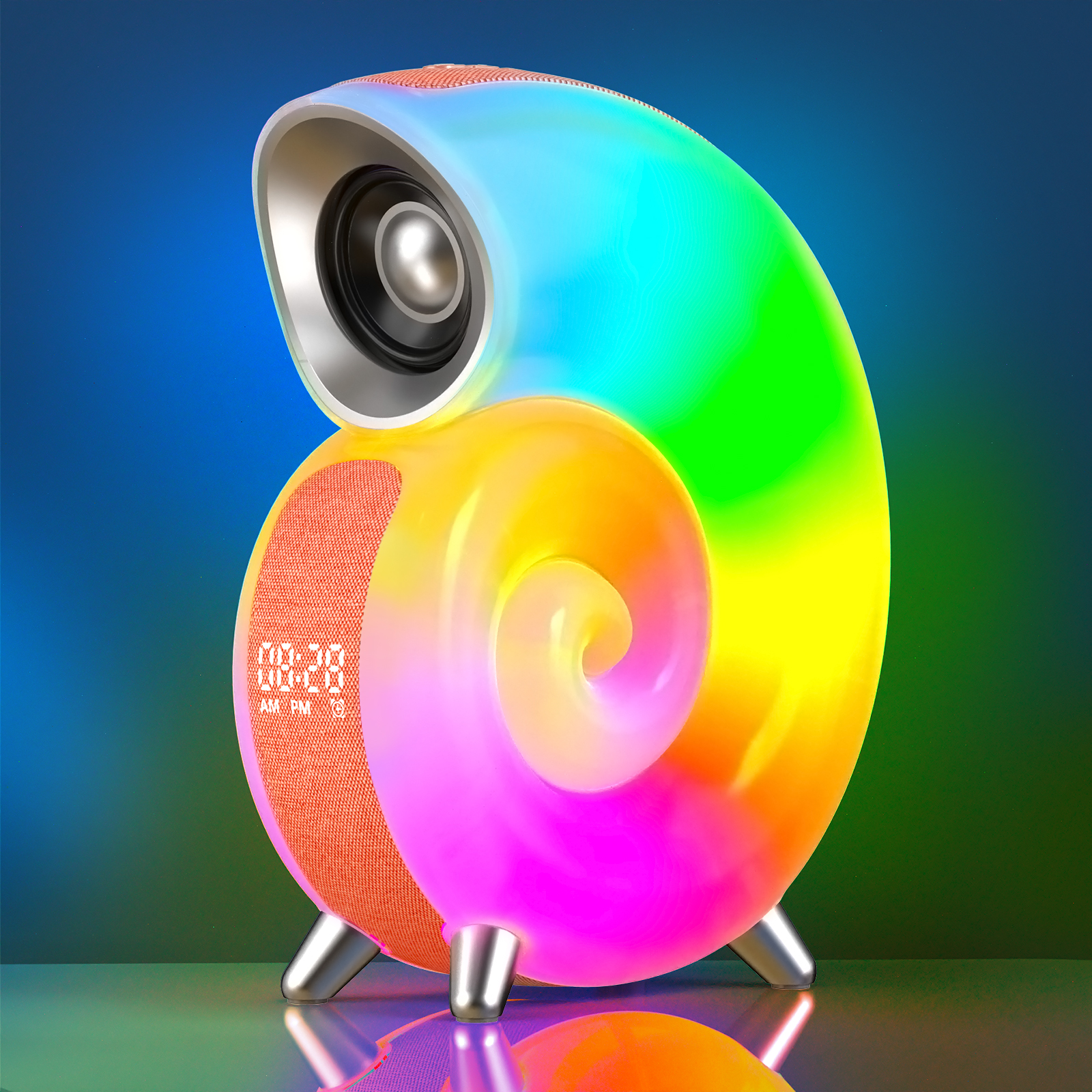 Phantom Music Rhythm Light LED Table Lamp with Conch LED Night Light and Stereo BT Speaker