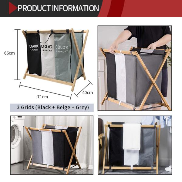 Thickened Foldable Laundry Hamper Organizer , Durable Bamboo Frame Laundry Basket