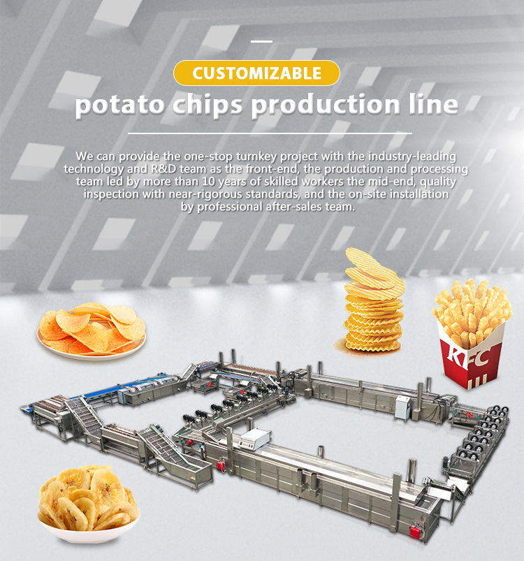 100KW Frozen Potato Chips Production Line for Water-based Chips Processing Plant