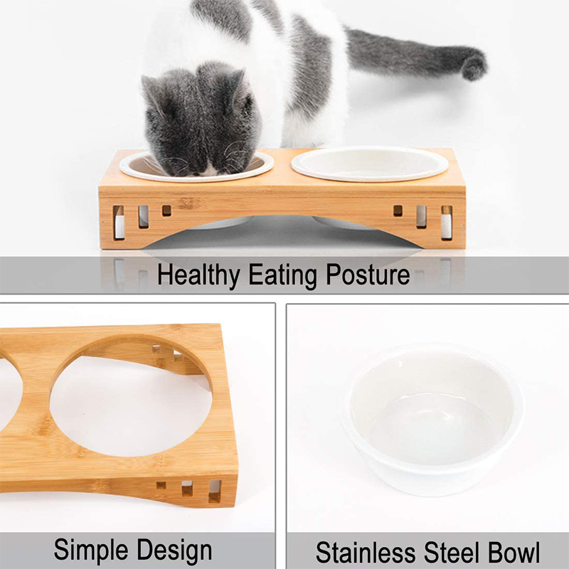 BAMBOO Elevated Ceramic Pet Bowls for Dogs and Cats Functional Multifunctional Design