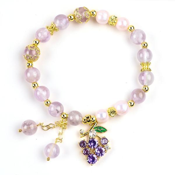 Handmade Gemstone Beaded Bracelet Natural Amethyst Stone Bracelet Adjustable