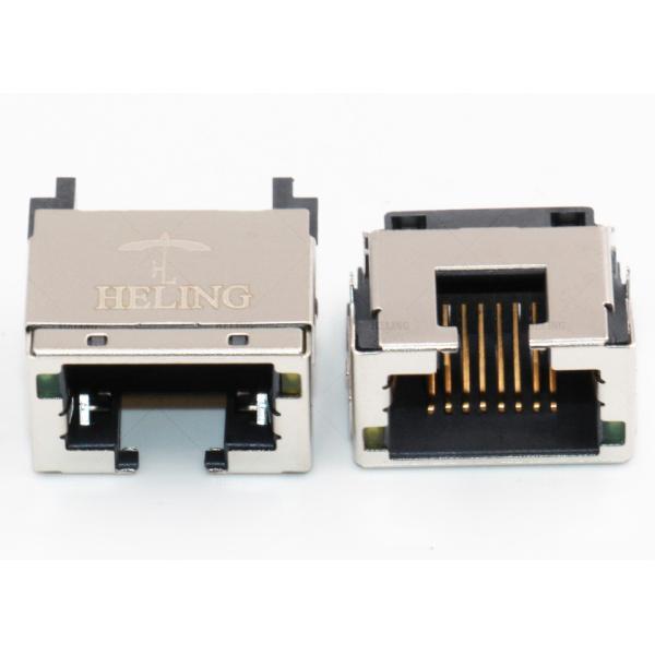 Right Angle RJ45 Female Connector , Shielded Low Profile RJ45