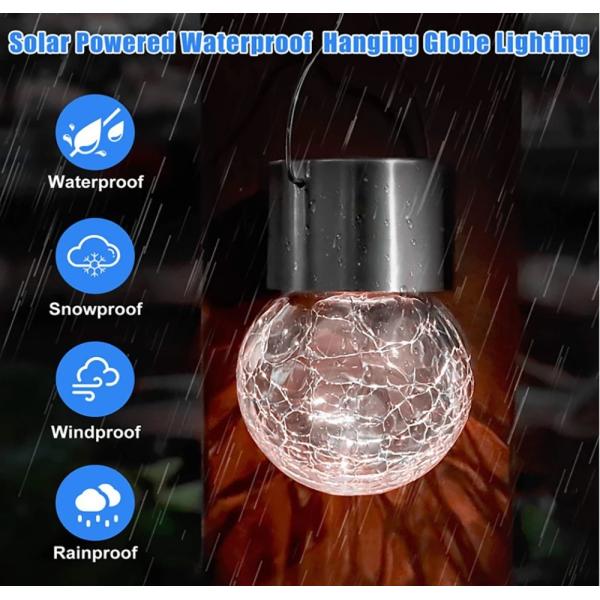 IP65 Solar Crackle Light Waterproof Decoration Glass Ball Chandelier