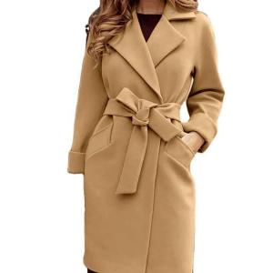 China                  Fashion Wholesale Ladies Wool Plus Size Design Long Jackets Coats Casual Jacket Oversize Coats with Tie for Women Woolen Knitted              on sale