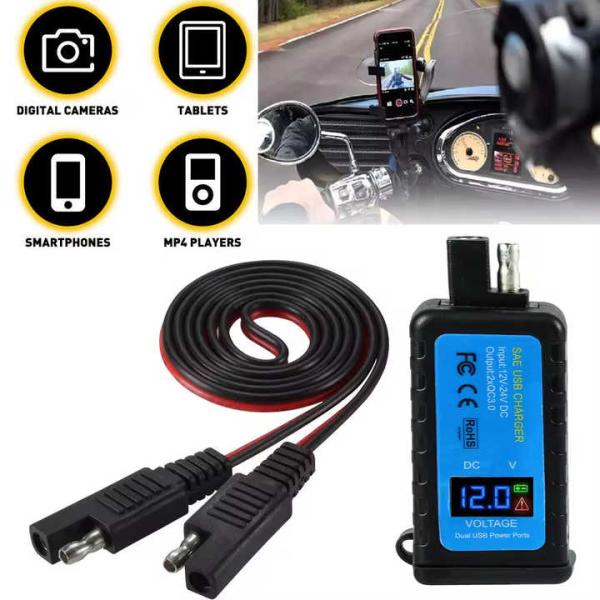 QC 3.0 USB PD 54 Watt Motorcycle USB Charger With Voltage Monitoring