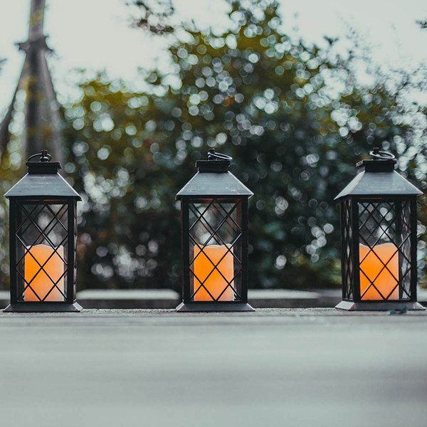 Outdoor Garden Solar Hanging LED String Lights Flashing Candle Lights