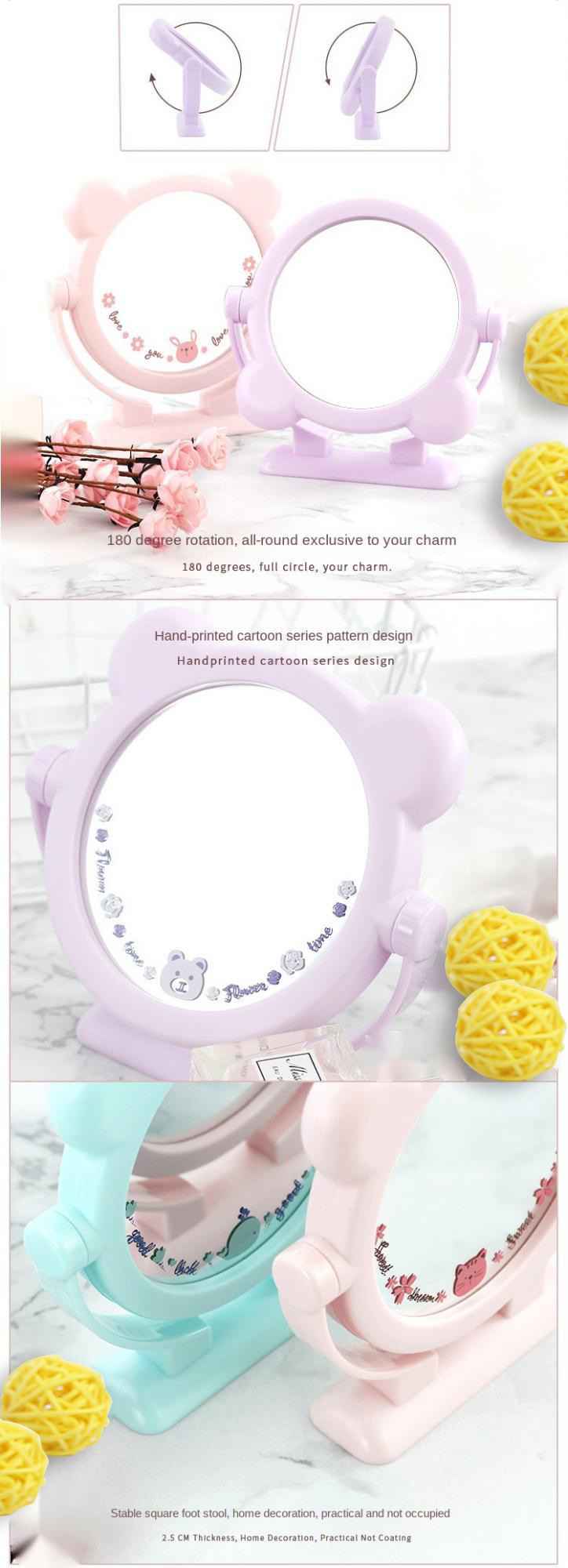 Customizable Circle Pocket Makeup Square Dressing Mirror for Home Decor