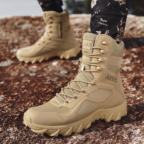 High Top Tube Tactical Military Boots Breathable Outdoor Men'S Combat Desert Boots for Mountaineering