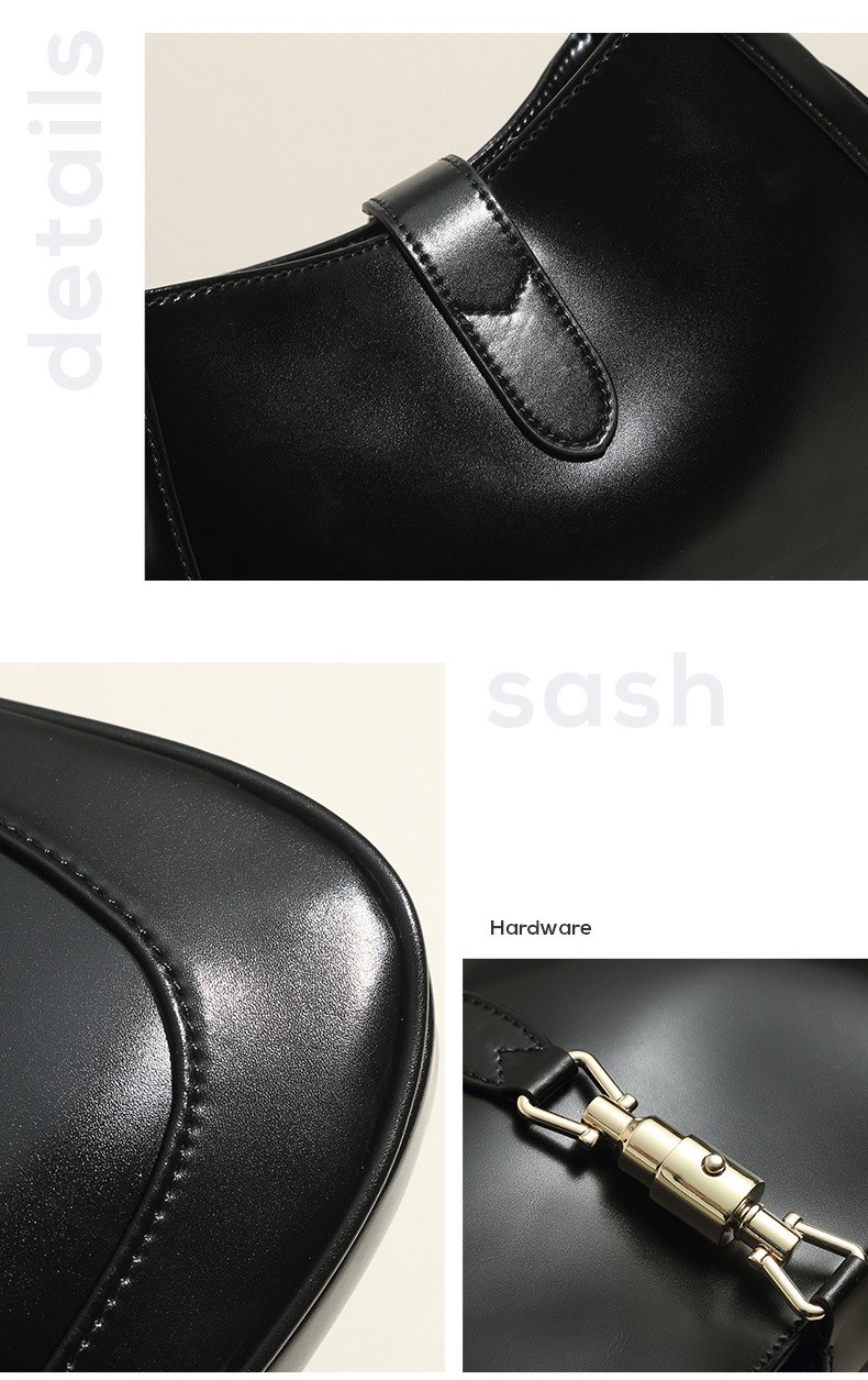 Black Underarm Handbags For Women Genuine Leather Small Bags