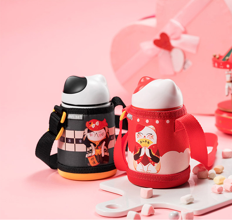 Cartoon Cat Printing Oxford Baby Feeding Milk Bottle Holder