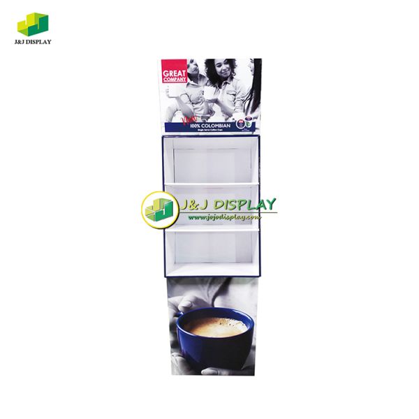 Cardboard Floor Display Knock Down Stand Customizable for Coffee