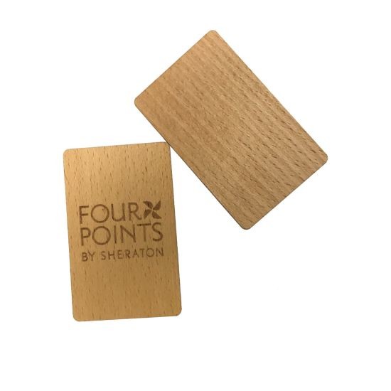 Wooden Hotel Door RFID Key Cards 1.2mm Thickness Programmable 13.56MHZ Frequency