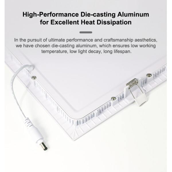 12W Aluminum Frame Recessed LED Panel Light with Easy Installation for Supermarkets