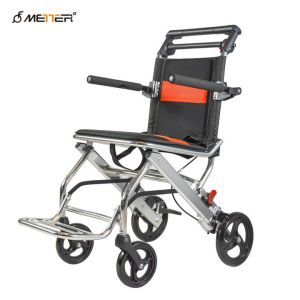 Portable Linkage Brake Foldable Transport Wheelchair 100KG Load