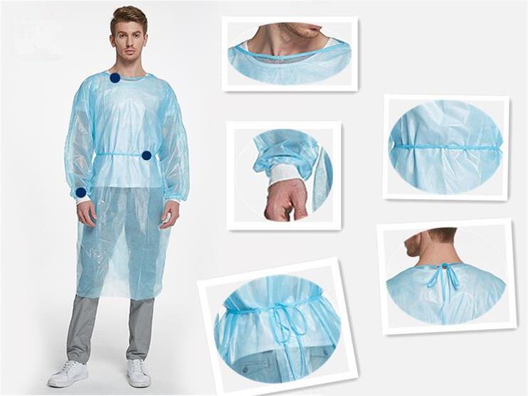 S&J Breathable Hospital Uniforms surgical pp+pe disposable Medical lab coat non woven Isolation gown