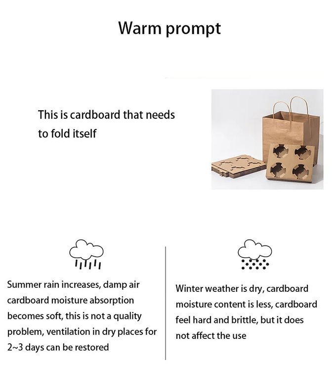 Kraft Paper Cup Holder Disposable Packing Insulation Corrugated Kraft Paper Cup Holder For Tray Takeout Packing