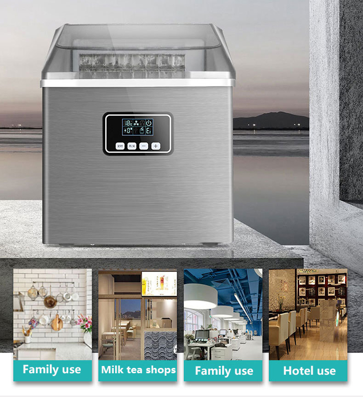 220V Stainless Steel Air-cooled Ice Maker Machine 120kg Commercial Cube Ice Machine for Your Barbecue Restaurant