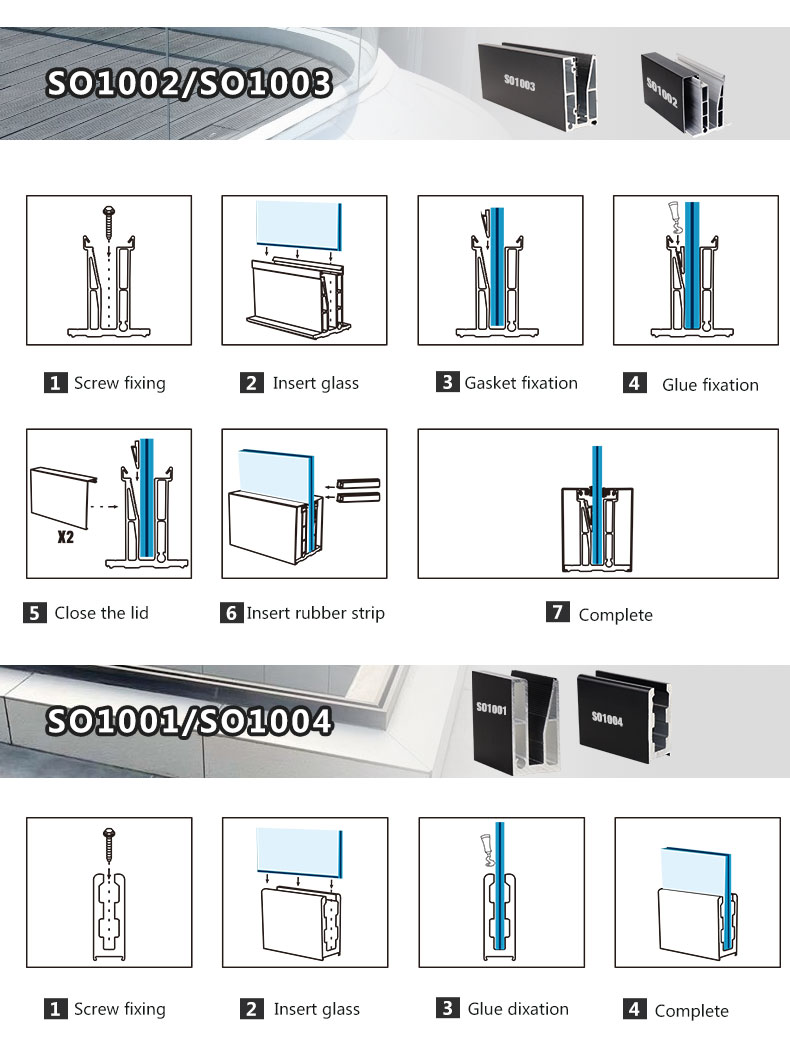 Aluminum U Channel Profile for Frameless Tempered Glass Railing Balustrade FOB Port Ningbo