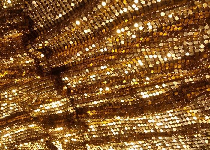 Fashion Brass / Aluminum Alloy Metallic Mesh Fabric Colth Sequin Fabric