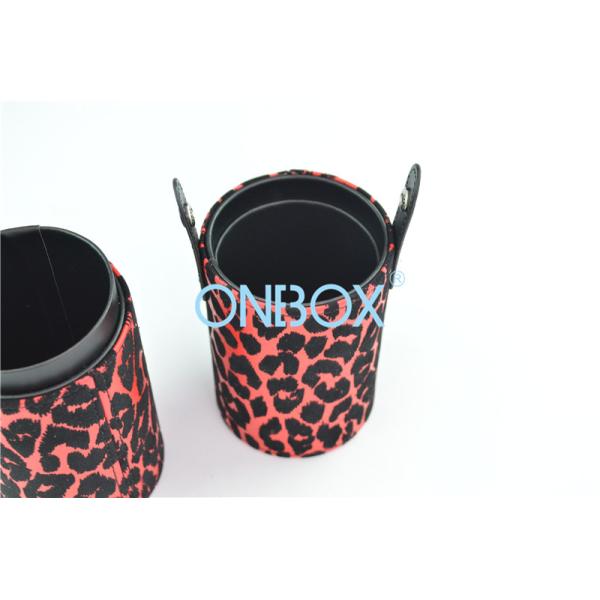 Eco Friendly Luxury Cosmetic Box / Leopard Print PU Tube Case Fashion Handy Cosmetic Gift Box