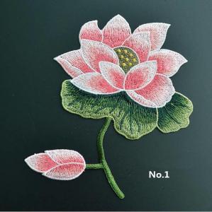 China Large Embroidered Flower Patches , Sew On Embroidered Appliques On Lace Fabric on sale