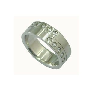 Buy cheap Fashion health stainless steel titanium magnetic finger rings with diamond from wholesalers