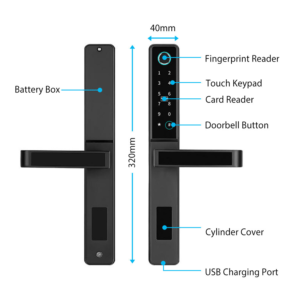 High Security Door Smart Lock Doorbell Tuya App Home Use Room Electronic Door Lock Colorful