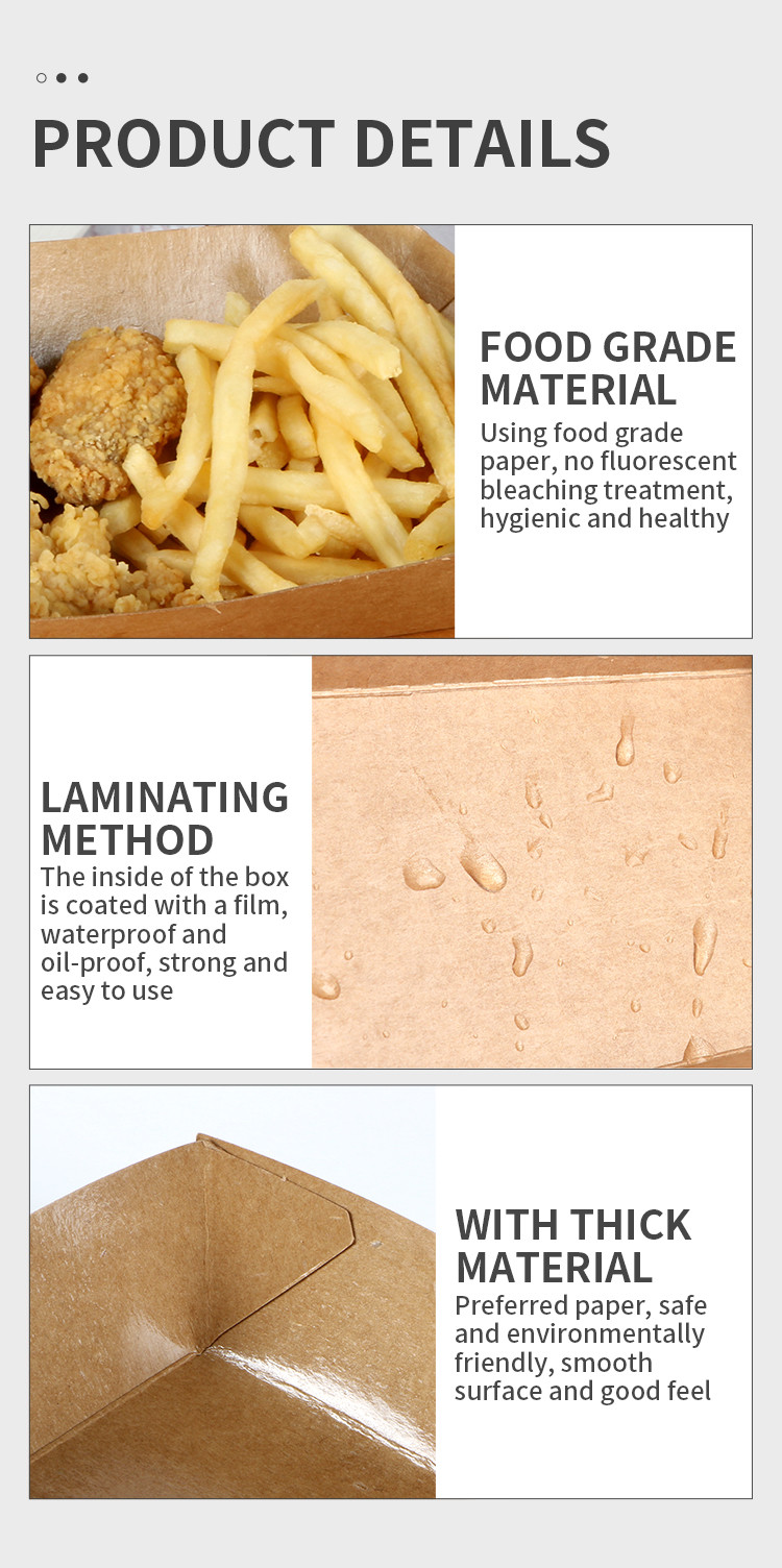 Boat Shape Disposable Food Grade Paper Boxes Packaging Snack Fries Chicken Kraft Paper Boat Tray 4/6/10/13/23/32oz