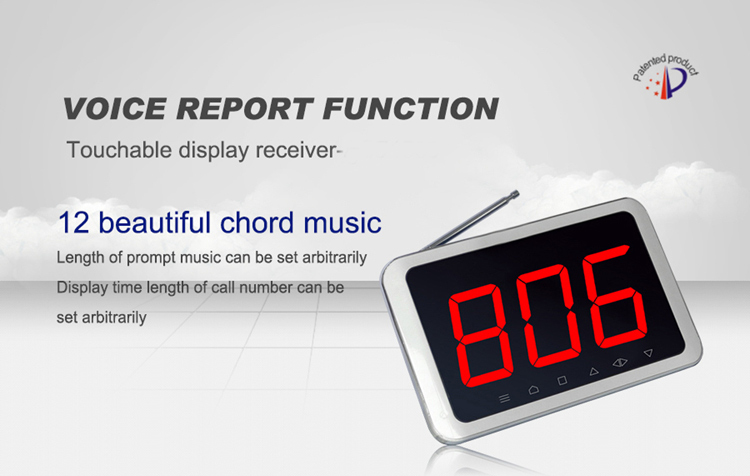 Restaurant wireless call waiter service pager system display receiver with super thin call button