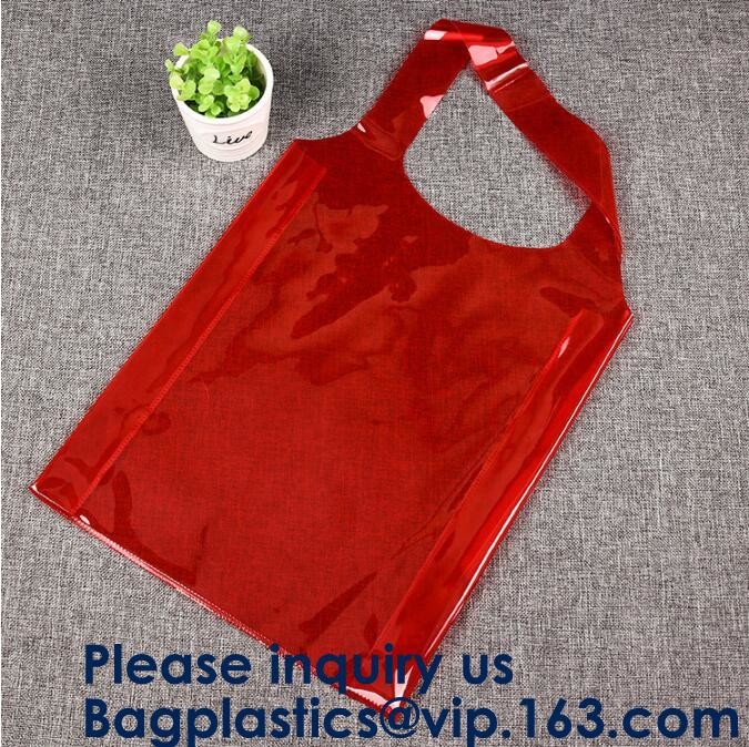 Transparent Pvc Shopping Bag Pvc Tote Bag,OEM Supermarket PVC Fashion Bag Handles Clear Shopping Bags, Bagease, Bagplast
