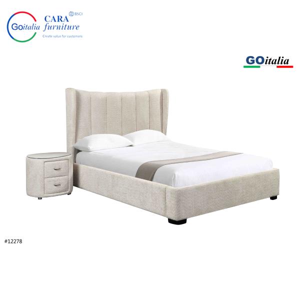 Luxury Nightstand White Fabric Solid Wood Internal Home Furniture Modern Bedroom Bedside Table