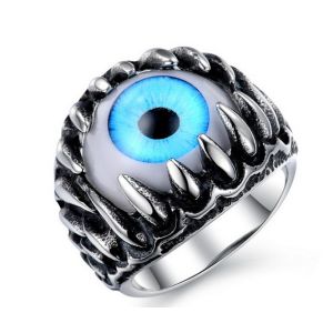 China Domineering personality exaggerated eye paragraph titanium steel casting ring on sale