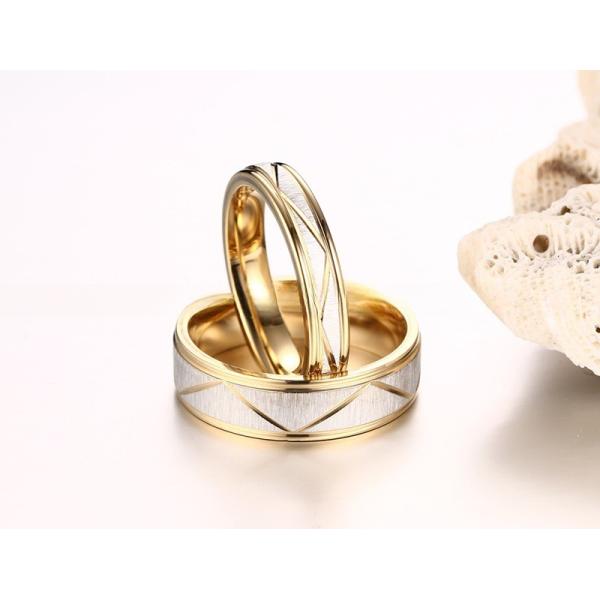Wedding Stainless Steel Gold Couples Promise Rings 6mm Men And 4mm Women Third Party Appraisal