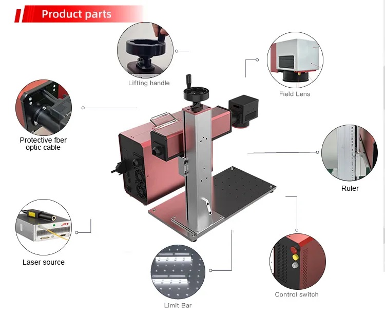 20w 30w Mini Rotary Rotating Marker Laser Medals Dog Tages Engraved Machine Portable Fiber Laser Marking Machine for Leather