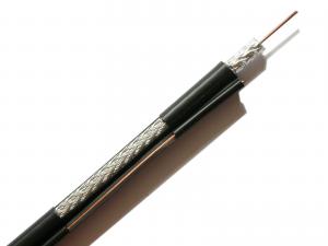 China 75 Ohm RG11 Quad Shield Coaxial Cable 60% and 40% AL Braiding with Messenger Black on sale