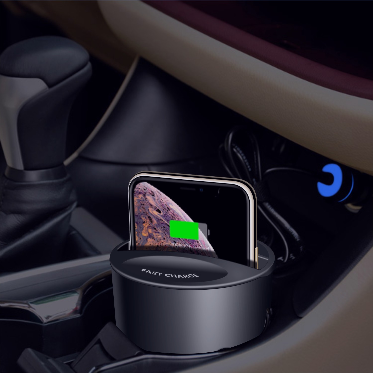Qi Smart Phone Car Wireless Charging With USB 5V/2A Charging