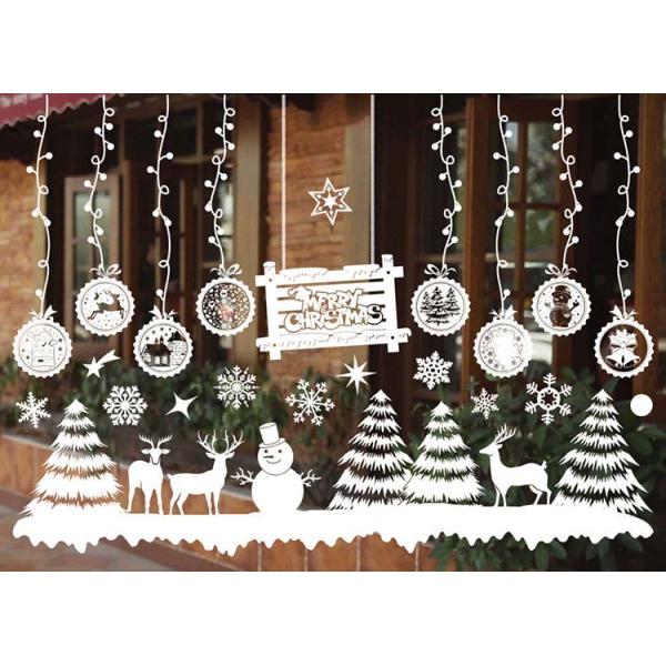 Static Merry Christmas Window Stickers 0.15mm New Year Stickers