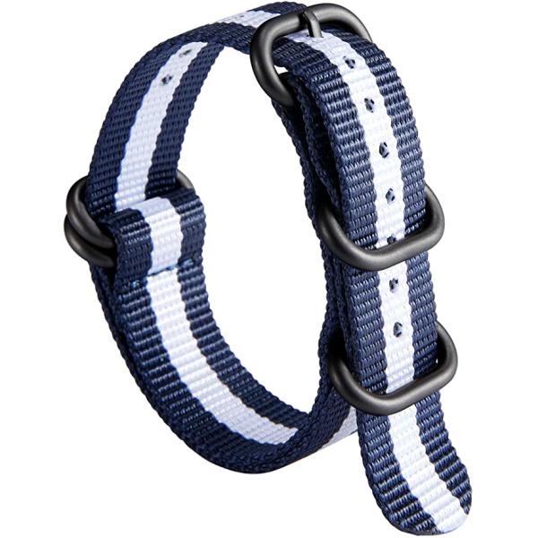 Waterproof Black 24mm Watch Band Strap ODM 22mm Watch Strap Nylon SS Buckle