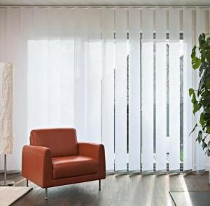 Quality Lower open high quality home elegant sheer fabric white vertical blind and curtain customized wholesale