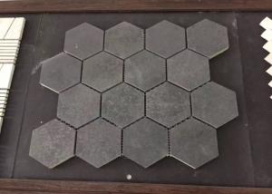 Quality Honed Finish Hexagon Basalt Floor Tiles Mesh , Marble Mosaic Floor Tile wholesale