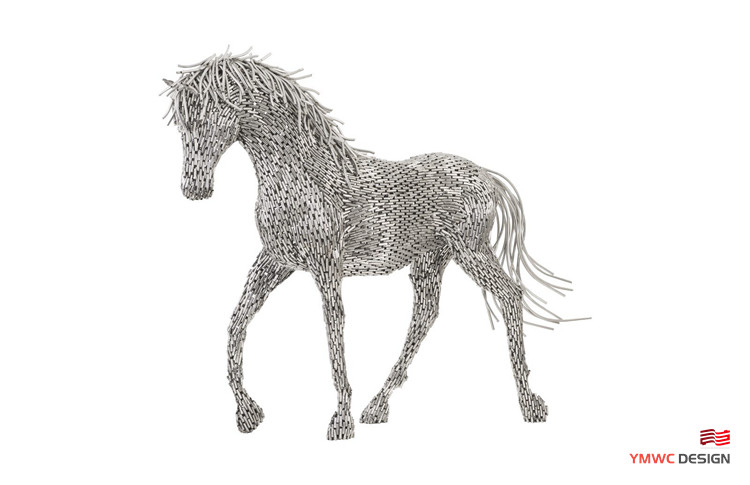 Custom Life-Size Stainless Steel Animal Sculpture with Horse Pipe Statue Decoration